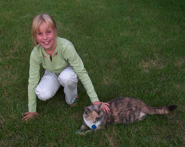 Sarah with Emily, the Library Cat