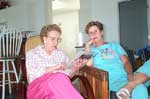 Jenny and Candy in the living room of the beachouse.