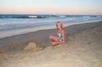 Sarah with her fort at Kitty Hawk, NC.