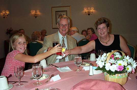 Sarah toasting Grandma Jenny with Doss Miller and Candy Carter Miller.
