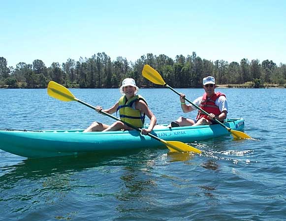 Sarah and Ray kayaking in California in August 2005.