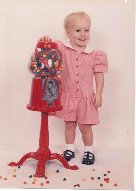 Sarah with gumball machine